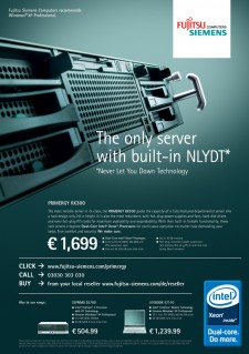 Kunde FUJITSU SIEMENS COMPUTERS / Agentur PRO DESIGN / Projekt ANZEIGENKAMPAGNE / Job RETOUCH, COLOR MATCHING, COMPOSING
